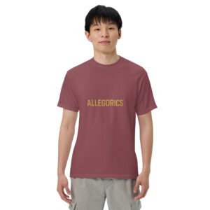 ALLEGORICS “ALLEGORICS” Off-Gold Glowy Print Tee – Comfort Colors 1717 Heavyweight Unisex