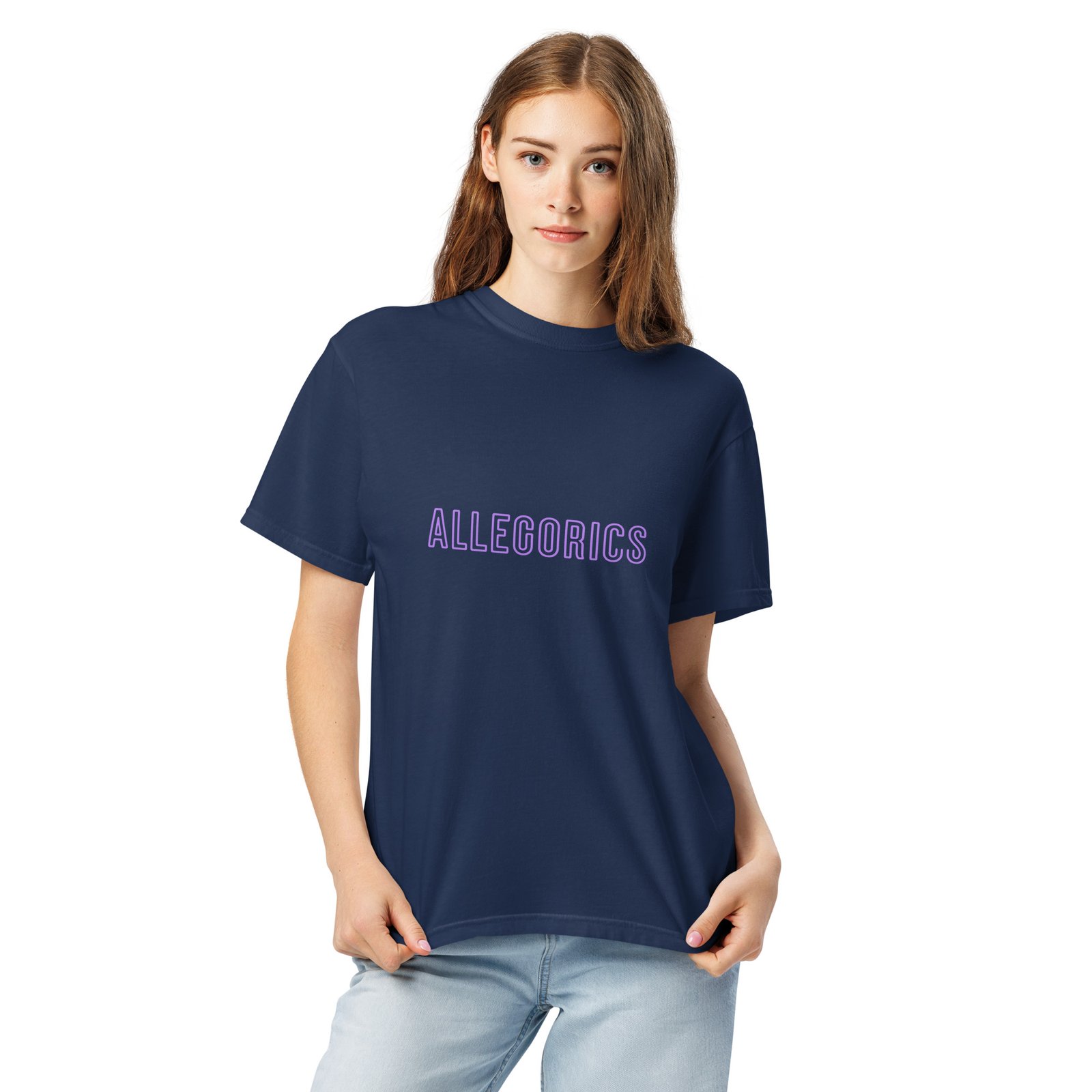ALLEGORICS Neon Purple/ Pink Logo Tee – Comfort Colors 1717 Heavyweight Unisex Tee - Image 3