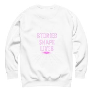 Allegorics Red Embroidered Logo Crewneck – Neon Back Print “Stories Shape Lives” (M2480)