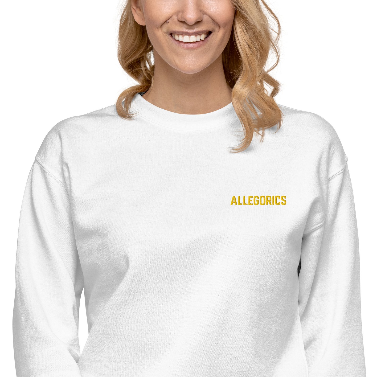 Allegorics Minimalist Gold Embroidered Crewneck — Premium Left-Chest Design (M2480)